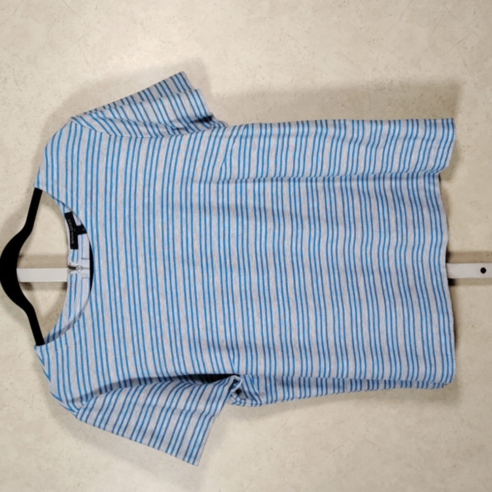 *E161 Banana Republic gray & turquoise S/S striped knit shirt XL CLEARANCE